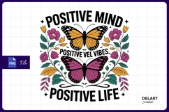 Positive vibes butterflies flowers sublimation png Product Image 1