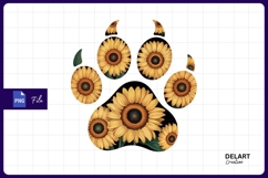 Floral sunflower paw print sublimation png Product Image 1