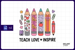 Cartoon pencils and back to school elements sublimation PNG Product Image 1