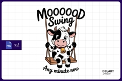 Cartoon cow on swing sublimation png Product Image 1