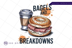 Bagel breakfast sandwich and coffee graphic sublimation png Product Image 1