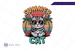 Summer cat wearing sunglasses tropical design PNG Product Image 1