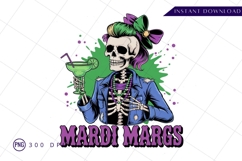 Mardi gras skeleton drinking margarita art sublimation png Product Image 1