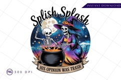 Halloween witch and skeleton brew illustration PNG Product Image 1