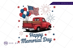 Happy memorial day patriotic truck celebration design PNG Product Image 1