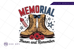 Memorial day boots poppies honor remember illustration PNG Product Image 1