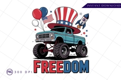 Patriotic monster truck celebrating freedom sublimation png Product Image 1