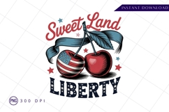 Sweet land liberty patriotic cherry design sublimation PNG Product Image 1