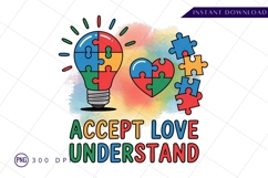 Autism awareness colorful puzzle elements sublimation png Product Image 1