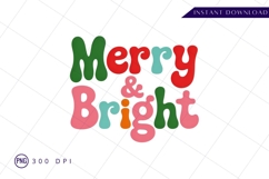 Merry and bright colorful retro christmas art PNG Product Image 1