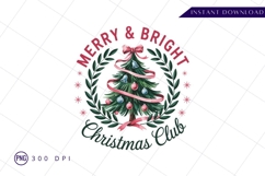 Christmas club merry bright sublimation design PNG Product Image 1