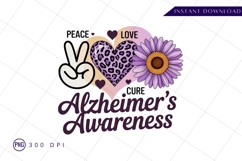 Alzheimers awareness with peace love and flower PNG Product Image 1