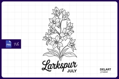 July larkspur flower illustration for sublimation png Product Image 1
