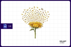 Sunflower with butterflies sublimation png Product Image 1