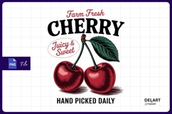 Farm fresh cherry hand picked daily design sublimation png Product Image 1