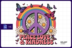 Peace love kindness retro design sublimation png Product Image 1