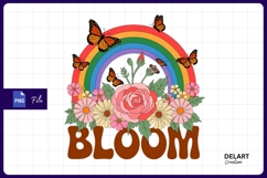 Bloom floral rainbow butterflies sublimation PNG Product Image 1