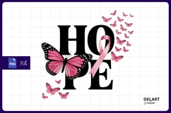 Breast cancer awareness hope with butterflies design PNG Product Image 1