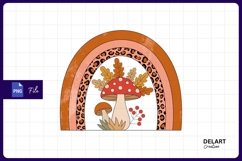 Mushroom autumn rainbow sublimation png Product Image 1