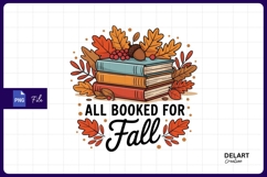 All booked for fall book stack illustration PNG Product Image 1