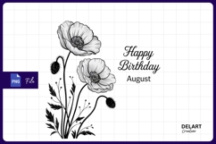 August birthday floral design sublimation png Product Image 1