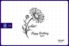 April birthday daisy flower sublimation png Product Image 1