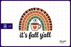 Fall yall rainbow coffee cup sublimation png Product Image 1
