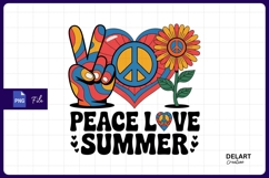Retro hippie peace love summer sublimation png Product Image 1