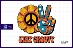 Groovy peace sign flower power sublimation png Product Image 1