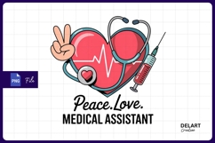 Medical assistant peace love heart design sublimation png Product Image 1