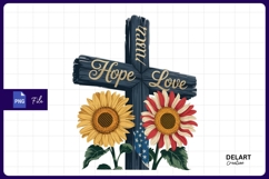 Faith hope love cross with sunflowers sublimation png Product Image 1