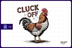 Cluck off cartoon rooster with green background PNG Product Image 1