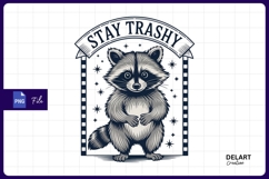 Stay trashy raccoon cartoon with green background PNG Product Image 1