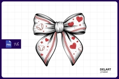 Baseball bow hearts sublimation png graphic Product Image 1