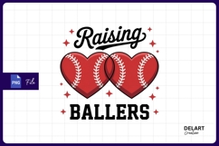 Raising ballers baseball hearts sublimation png Product Image 1