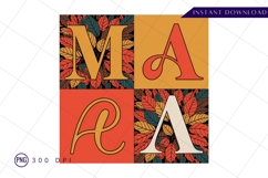 Retro mama design with fall leaves graphic sublimation png Product Image 1