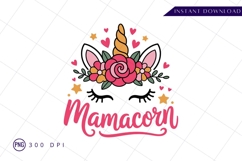 Mamacorn unicorn floral design sublimation png Product Image 1