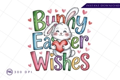Bunny easter wishes cute rabbit sublimation png Product Image 1
