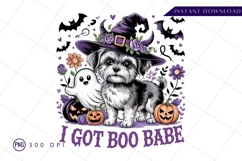 Halloween dog with witch hat and ghost sublimation png Product Image 1