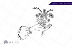 Hand holding bouquet flowers sublimation png Product Image 1