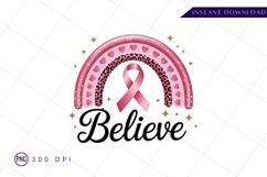 Believe breast cancer awareness sublimation design PNG Product Image 1