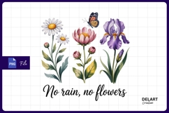 Watercolor flowers and butterfly sublimation png Product Image 1