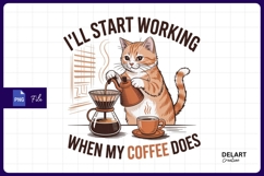 Cat pours coffee sublimation png Product Image 1