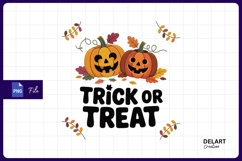 Trick or treat cute pumpkins fall leaves sublimation png Product Image 1