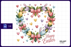 Easter bunnies hearts and bows sublimation png Product Image 1