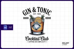 Gin and tonic cocktail club sublimation png Product Image 1