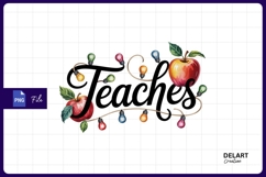 Teachers appreciation apple and string lights design PNG Product Image 1