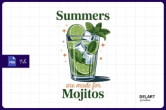 Summer mojito drink lime and mint illustration PNG Product Image 1