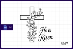 He is risen floral cross sublimation png Product Image 1