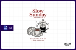 Slow sunday coffee club illustration sublimation png Product Image 1